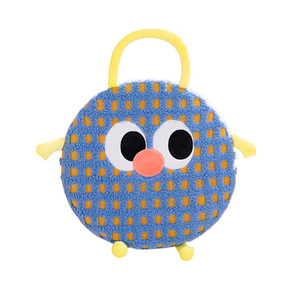 Purple Plaid Cute Cartoon Round Memory Foam Seat Cushion - Detachable & Washable