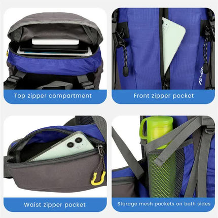 Green High-Capacity Nylon Hiking Backpack - Durable, Multi-Functional Outdoor Travel Pack