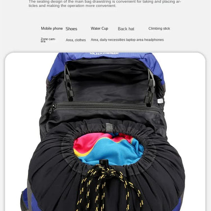 Blue High-Capacity Nylon Hiking Backpack - Durable, Multi-Functional Outdoor Travel Pack