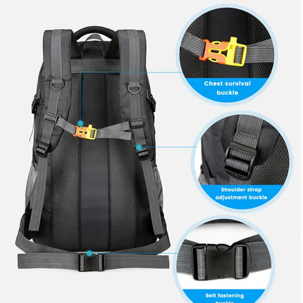 Blue High-Capacity Nylon Hiking Backpack - Durable, Multi-Functional Outdoor Travel Pack