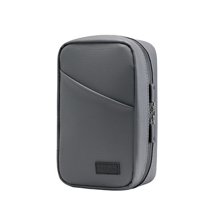 Grey Premium PU Leather Multi-Functional Travel Cable Organizer - Waterproof Digital Storage Pouch