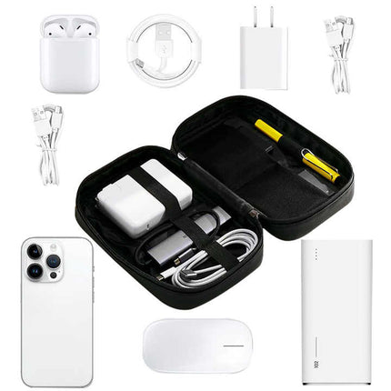 Dark Purple Premium PU Leather Multi-Functional Travel Cable Organizer - Waterproof Digital Storage Pouch