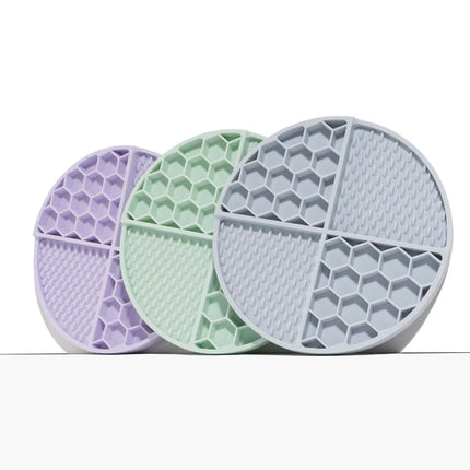 2 Pcs Grey Honeycomb Pet Slow Feeder Bowl - Anti-Choke Silicone Lick Mat with Suction for Dogs