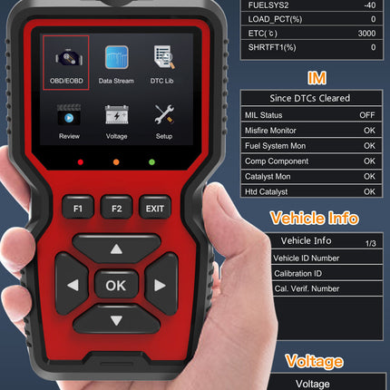 Black and Red OBD2 Scanner Car Diagnostic Tool - Engine Fault Code Reader