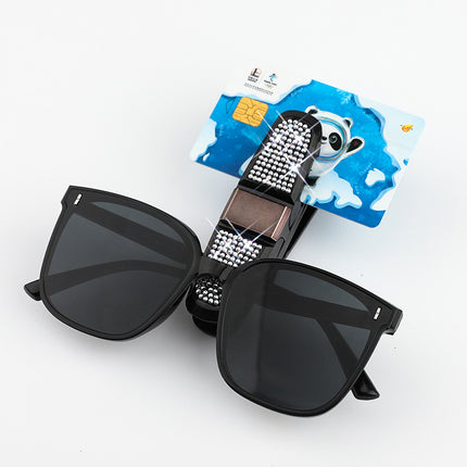 6 Pcs Colored Luxury Rhinestone Car Sun Visor Glasses Clip - Multi-Functional, 180° Rotatable, ABS Material