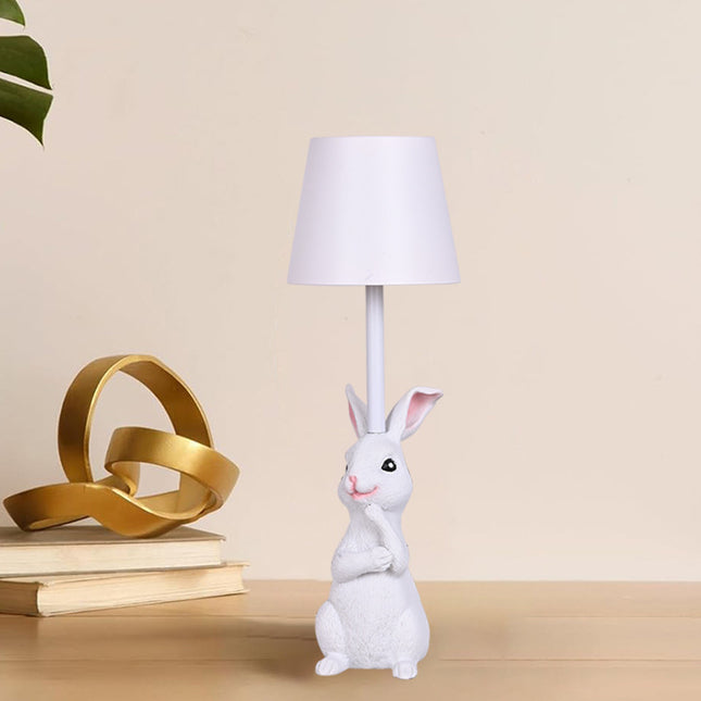 White Bunny White Lampshade Adorable Rabbit Resin Table Lamp