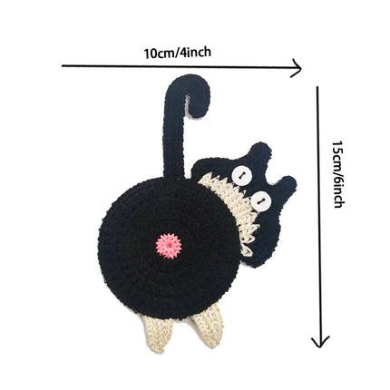 4 Pcs Orange Cute Cat Butt Knitted Coaster - Lightweight Crochet Drink Mat, 15x10cm