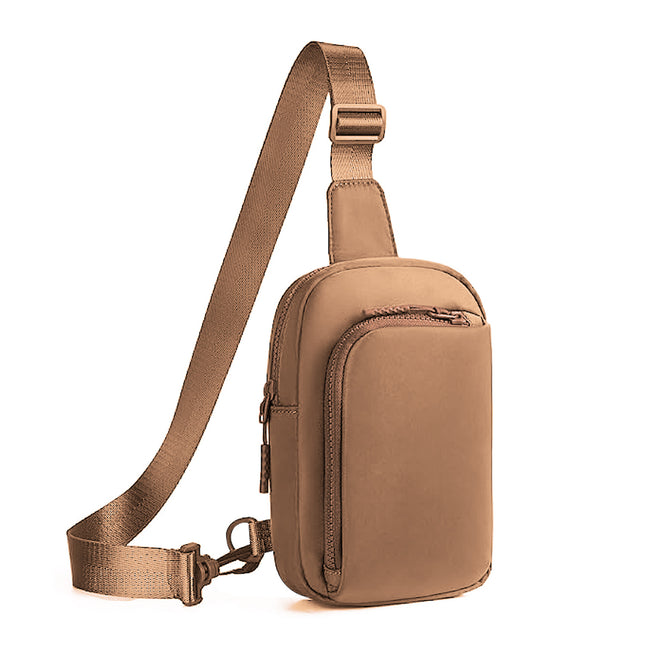 Brown Trendy Waterproof Sling Bag - Lightweight Crossbody Chest Pack