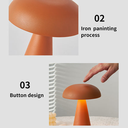 Bronze Metal Mushroom Table Lamp - Rechargeable Touch Control Ambient Light with Remote