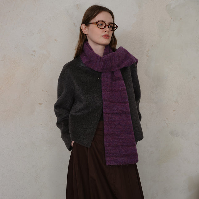 Purple Vintage Wool-Blend Knit Scarf