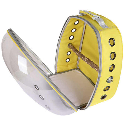 Red Stylish Transparent PVC Pet Carrier Backpack - Large Capacity, Multi-Use for Birds & Cats(Including Wooden Stick)