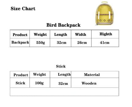 Purple Stylish Transparent PVC Pet Carrier Backpack - Large Capacity, Multi-Use for Birds & Cats(Including Wooden Stick)