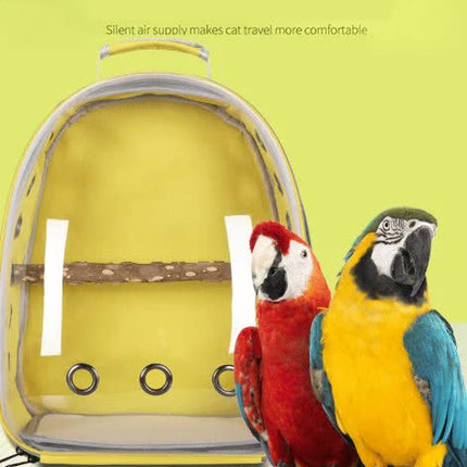 Black Stylish Transparent PVC Pet Carrier Backpack - Large Capacity, Multi-Use for Birds & Cats(Including Wooden Stick)