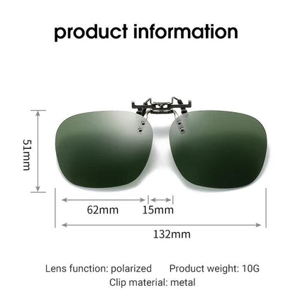 2 Pcs Grey Polarized Clip-On Sunglasses - Day & Night Use, Frameless Polygon Design for Fishing & Driving