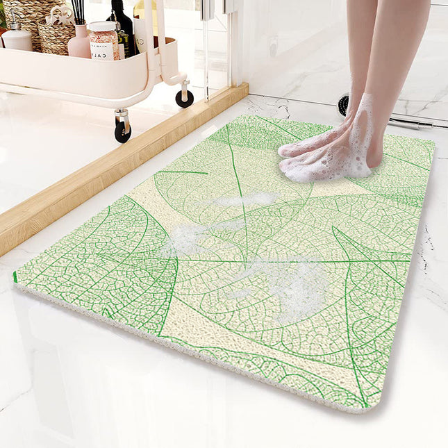 Green Leaves Pattern PVC Non-Slip Bath Mat 50x80cm