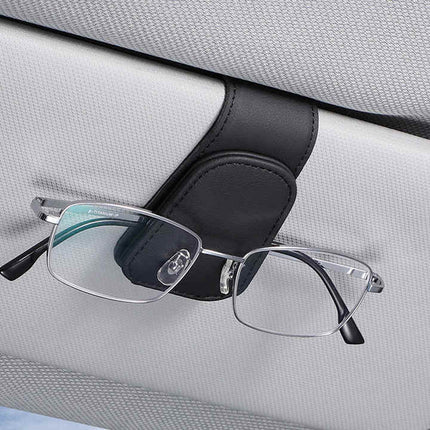2 Pcs Green PU Leather Car Visor Sunglasses Holder - Multi-Functional Clip for Glasses, Cards & Tickets, 9.5x4.5cm