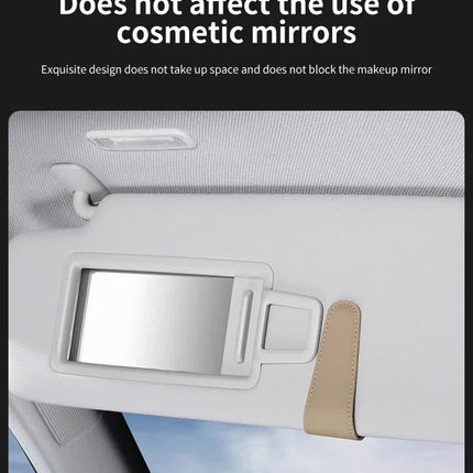 2 Pcs Red PU Leather Car Visor Sunglasses Holder - Multi-Functional Clip for Glasses, Cards & Tickets, 9.5x4.5cm