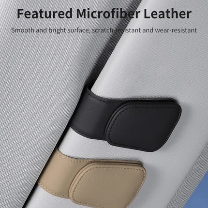 2 Pcs Wine Red PU Leather Car Visor Sunglasses Holder - Multi-Functional Clip for Glasses, Cards & Tickets, 9.5x4.5cm