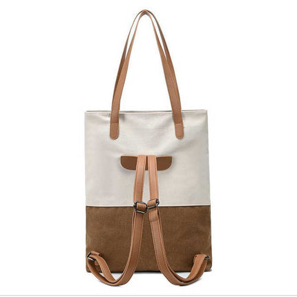 Purple And Brown Canvas Tote Bag for Women - Multi-Use Shoulder Handbag & Backpack, Large Capacity, 30x10x40cm