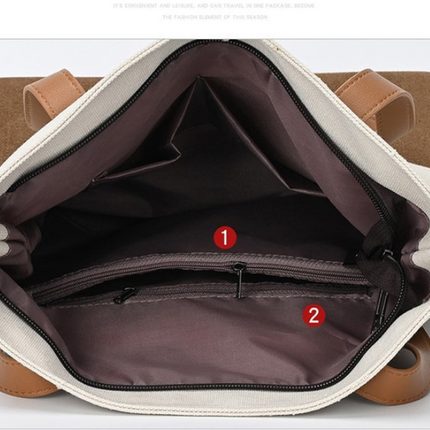 Black And Brown Canvas Tote Bag for Women - Multi-Use Shoulder Handbag & Backpack, Large Capacity, 30x10x40cm