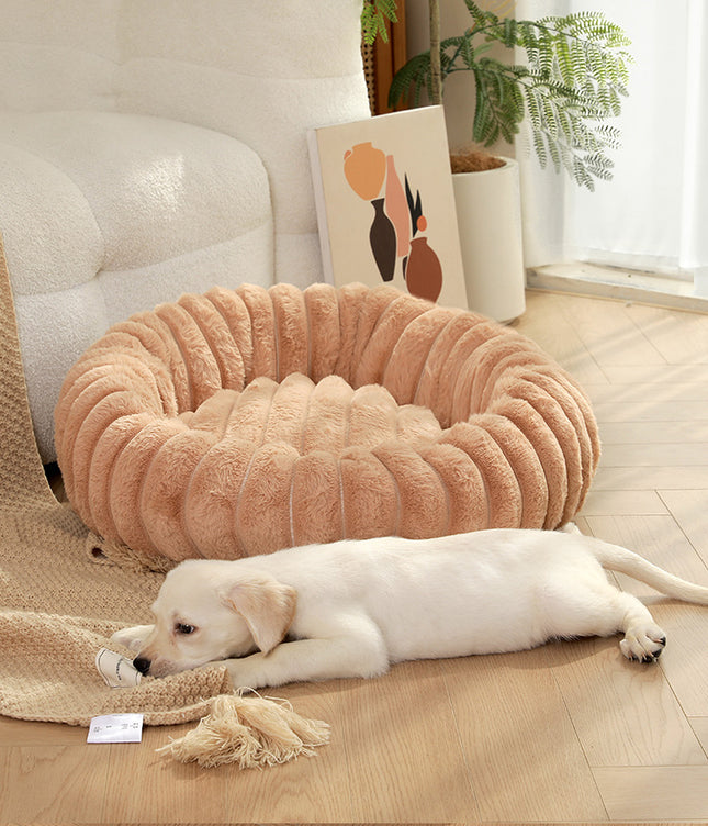 Khaki Plush Pet Bed