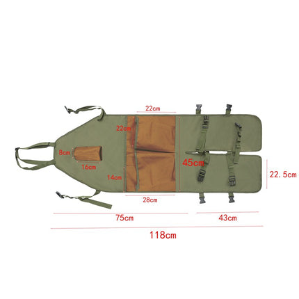 Green And Beige Gardening Leg Apron - Oxford Fabric, Multi-Pocket, Extended Design, 118x45cm, 450g