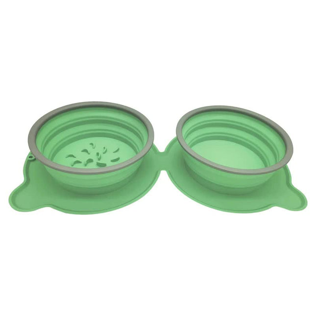 Green Portable Collapsible Pet Bowl Set