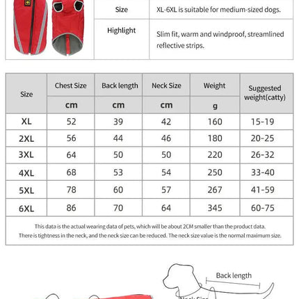 Size 3XL Blue Reflective Winter Dog Jacket - Warm & Waterproof Outdoor Coat for Large Breeds