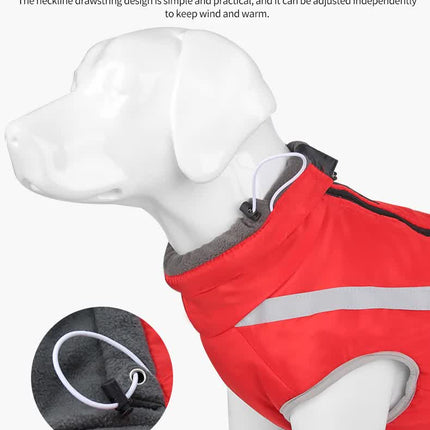Size 3XL Blue Reflective Winter Dog Jacket - Warm & Waterproof Outdoor Coat for Large Breeds