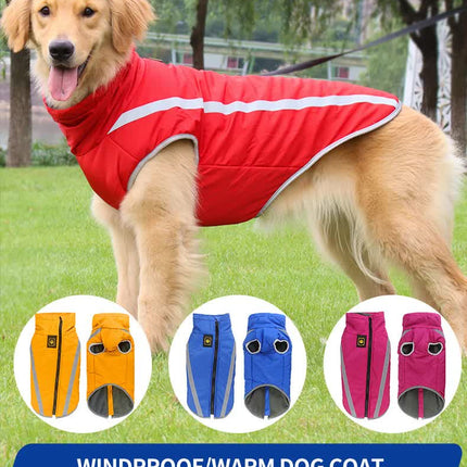 Size 5XL Pink Reflective Winter Dog Jacket - Warm & Waterproof Outdoor Coat for Large Breeds