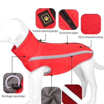 Size 5XL Pink Reflective Winter Dog Jacket - Warm & Waterproof Outdoor Coat for Large Breeds