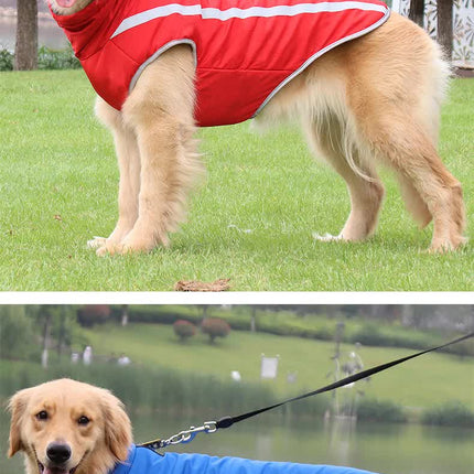 Size 5XL Pink Reflective Winter Dog Jacket - Warm & Waterproof Outdoor Coat for Large Breeds