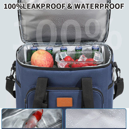 Khaki 23L Extra Large Insulated Cooler Bag with Double Layers - Perfect for Camping, Picnics, and Outdoor Adventures