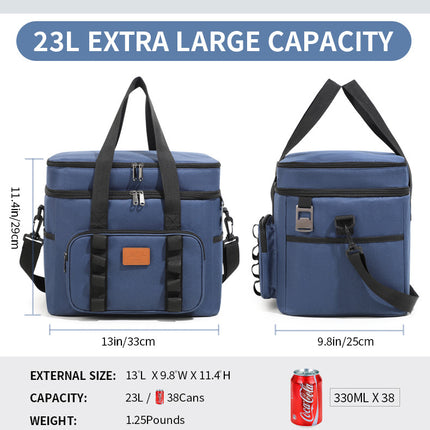 Green 23L Extra Large Insulated Cooler Bag with Double Layers - Perfect for Camping, Picnics, and Outdoor Adventures