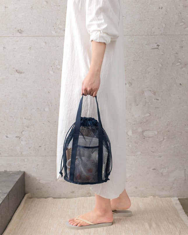 Purple Lightweight Mesh Drawstring Beach Bag – product detail