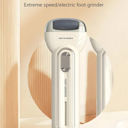 Beige Electric Foot Grinder with USB Charging - Dual-Speed Callus Remover for Smooth, Exfoliated Feet