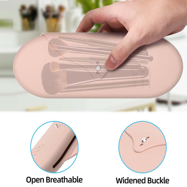 2 Pcs Pink Elegant Silicone Makeup Brush Storage Case – product detail