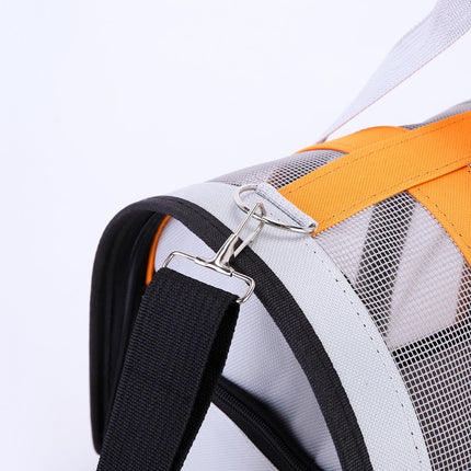 Size S Orange And Grey Foldable Pet Carrier Bag - Lightweight, Breathable, and Spacious for All Seasons