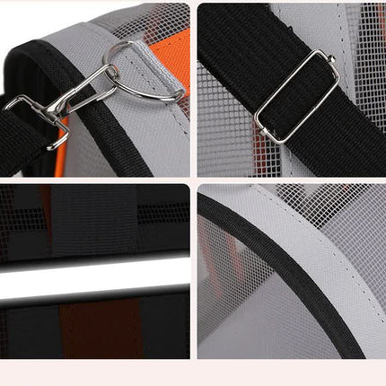 Size M Black and Red Foldable Pet Carrier Bag - Lightweight, Breathable, and Spacious for All Seasons