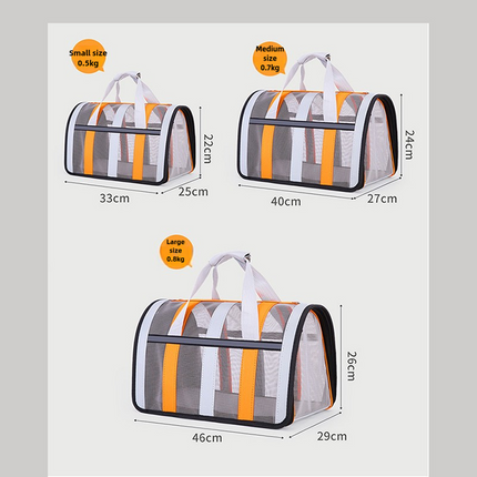 Size M Black and Red Foldable Pet Carrier Bag - Lightweight, Breathable, and Spacious for All Seasons