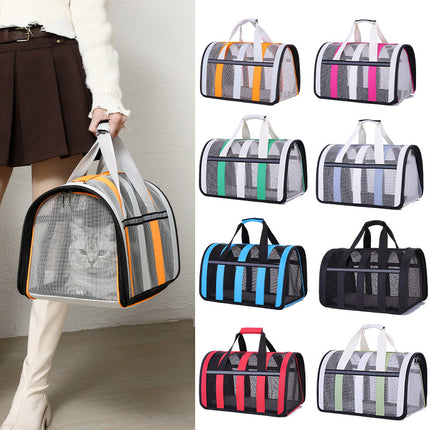 Size L Pink And White Foldable Pet Carrier Bag - Lightweight, Breathable, and Spacious for All Seasons