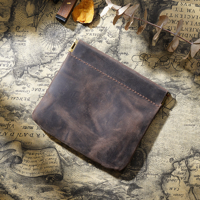 Coffee Genuine Leather Coin Purse