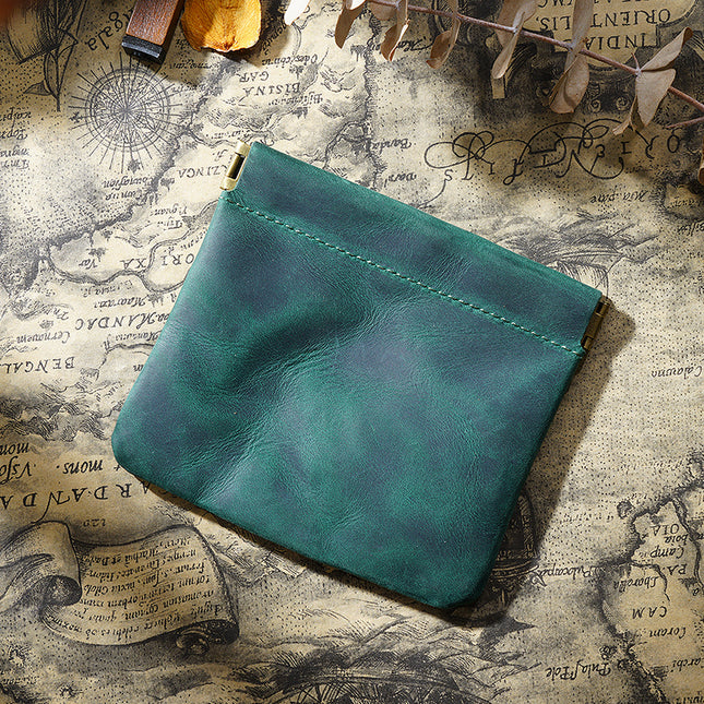 Dark Green Genuine Leather Coin Purse