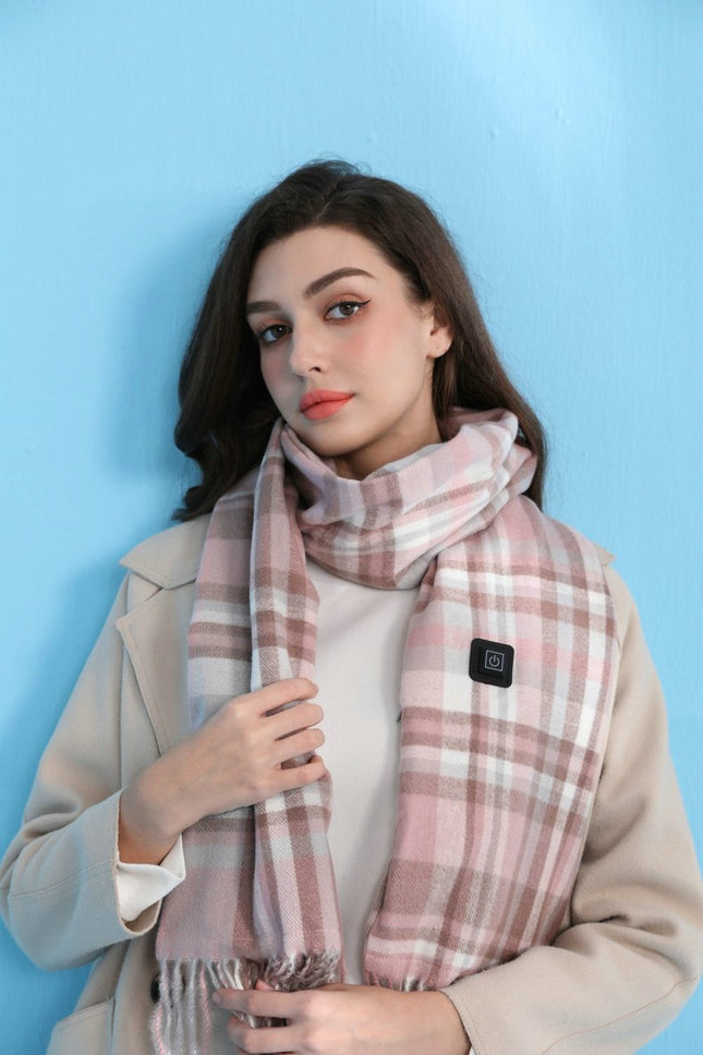 Light Pink Plaid Heated Scarf