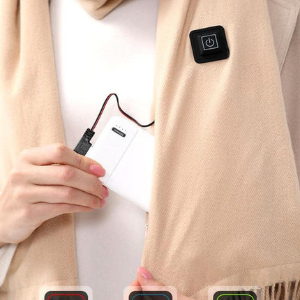 Light Pink Plaid Heated Scarf - Electric Warming Scarf, Winter Outdoor Essential (Without power bank)