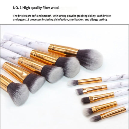 Barrel Pink Marble Makeup Brush Collection - 10 brushes for face, eyes and lips