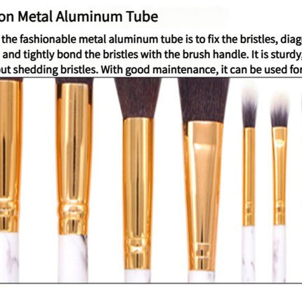 Barrel Pink Marble Makeup Brush Collection - 10 brushes for face, eyes and lips