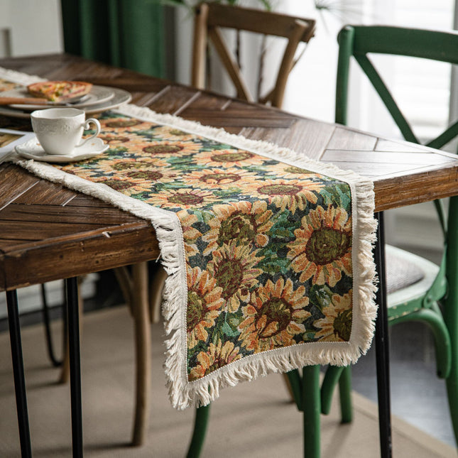 2 PCS Sunflower Table Runner with Fringe