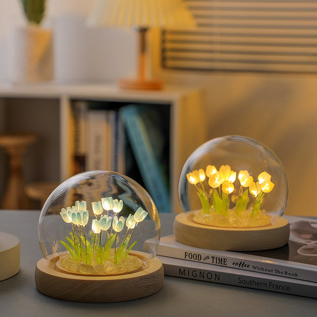 (Ten Blue Tulips) Glowing Tulip Dome Lamp – product detail