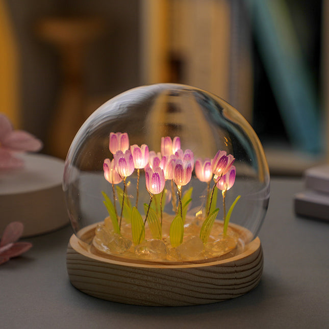 (Ten Purple Tulips) Glowing Tulip Dome Lamp
